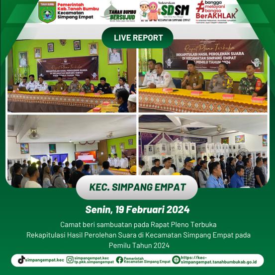 Rapat Pleno Terbuka Rekapitulasi Hasil Perolehan Suara di Kecamatan Simpang Empat Resmi Dibuka